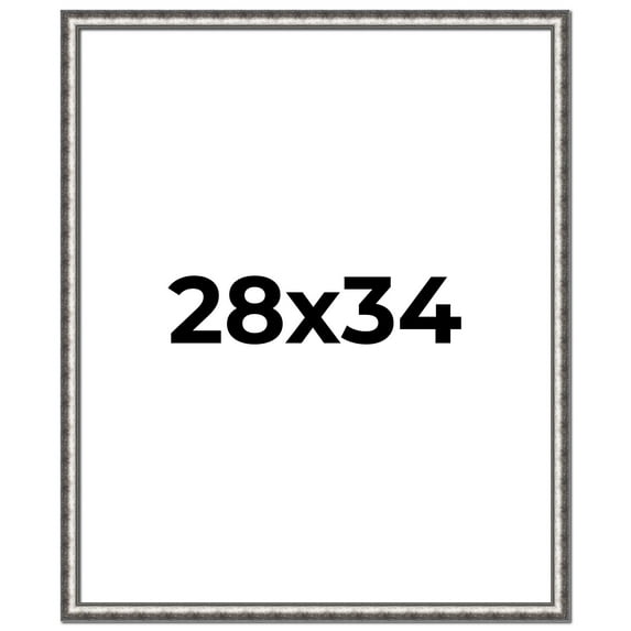 28x34 Frame Silver Real Wood Picture Frame Width 1.125 Inches | Interior Frame Depth 0.5 Inches |