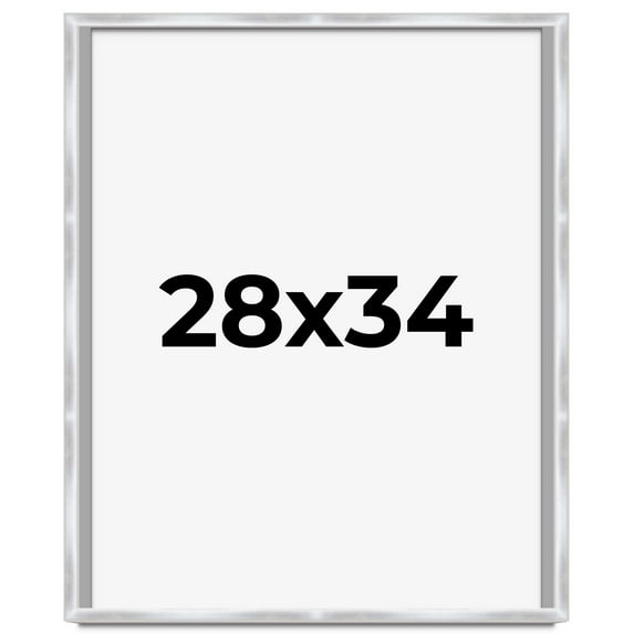 28x34 Frame Silver Whitewashed Wood Grain Solid Wood Shadow Box | 0.75 Inch Moulding Width | 0.75