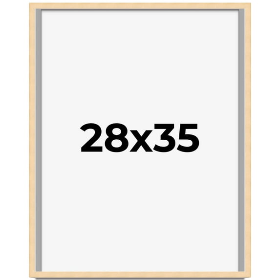 28x35 Frame Natural Wood Picture Frame | 0.75 Inch Moulding Width | with UV Acrylic Plexiglass,
