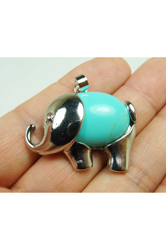 28x35mm Turquoise Howlite Large Elephant Pendant ForJewelry Making