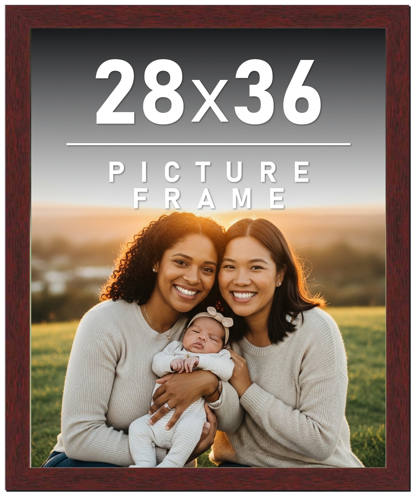 Walmart 28x36 Solid Wood Picture Frame, Black, 0.75 Inch Moulding