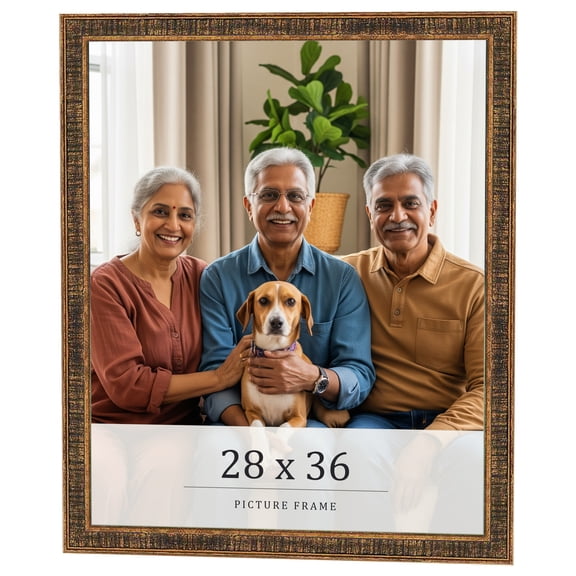 28x36 Frame Gold Kingsley Distressed Solid Wood Picture Frame Width 0.75 Inches | Interior Frame