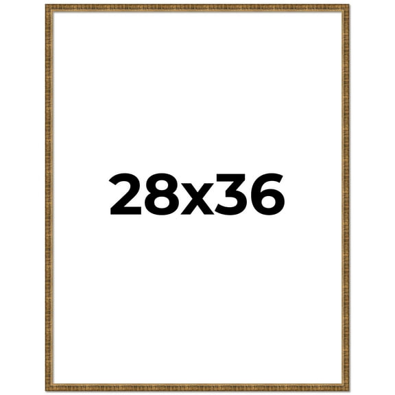 28x36 Frame Gold Kingsley Distressed Real Pine Wood Picture Frame Width 0.75 Inches | Interior