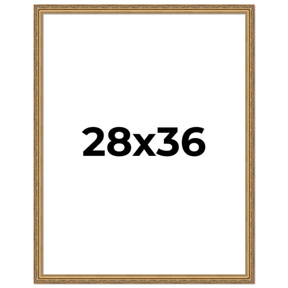 28x36 Frame Gold Solid Wood Picture Frame Width 1.25 Inches | Interior Frame Depth 0.375 Inches |