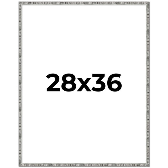 28x36 Frame Silver Grey Distressed Solid Wood Picture Frame | 0.75 Inch Moulding Width | Interior