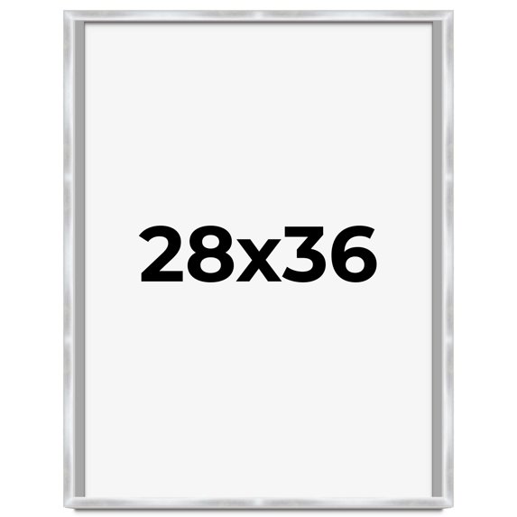28x36 Frame Silver Whitewashed Wood Grain Solid Wood Shadow Box | 0.75 Inch Moulding Width | 0.75