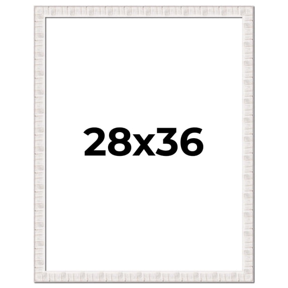 28x36 Frame White Sonoma Rustic Wood Picture Frame | 1.5 Inch Moulding Width | Complete with UV