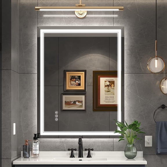 28x36 Inch Led Mirror for Bathroom with Front Light and Backlit, Lights, Vanity Lights Wall, Anti-Fog, Dimmable, Memory Function, Tempered Glass