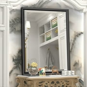 JSneijder 28x36 inch Black Bathroom Vanity Mirror, Rectangular Aluminum Framed Wall Mirror, Anti-Rust, Horizontally or Vertically