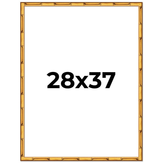 28x37 Frame Gold Bamboo Solid Wood Picture Frame | 1 Inch Moulding Width | Interior Frame Depth