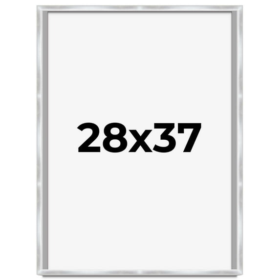 28x37 Frame Silver Whitewashed Wood Grain Solid Wood Shadow Box | 0.75 Inch Moulding Width | 0.75