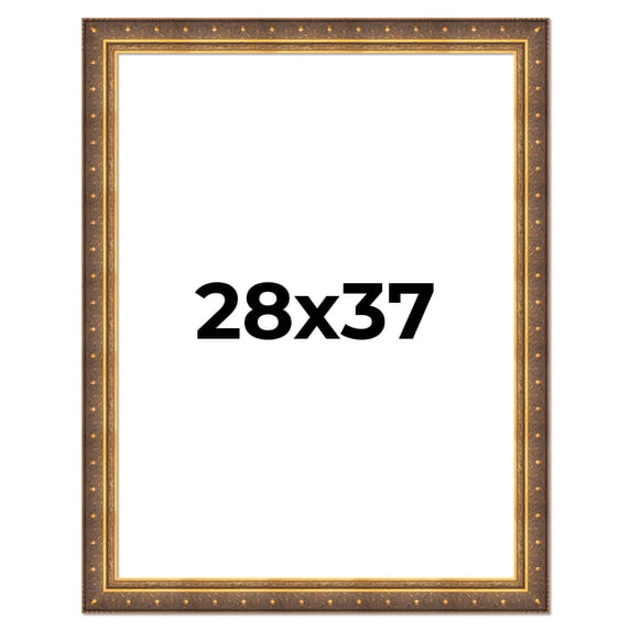 28x37 Frame Vintage Gold Solid Wood Picture Frame | 2.5 Inch Moulding Width | Ornate Bronze Museo