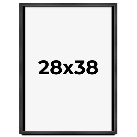 28x38 Frame Black Charcoal Grey Wood Textured Picture Frame | 0.75 Inch Moulding Width | Gunmetal