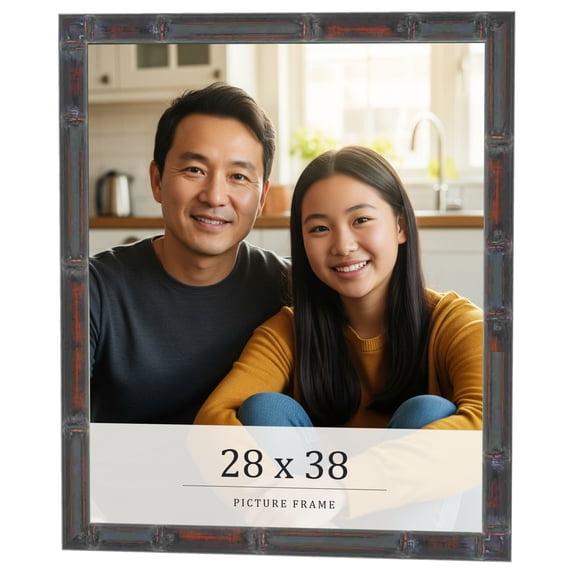 28x38 Frame Brown Bamboo with Dark Coffee/Walnut Finish | Solid Wood Picture Frame Width 0.75