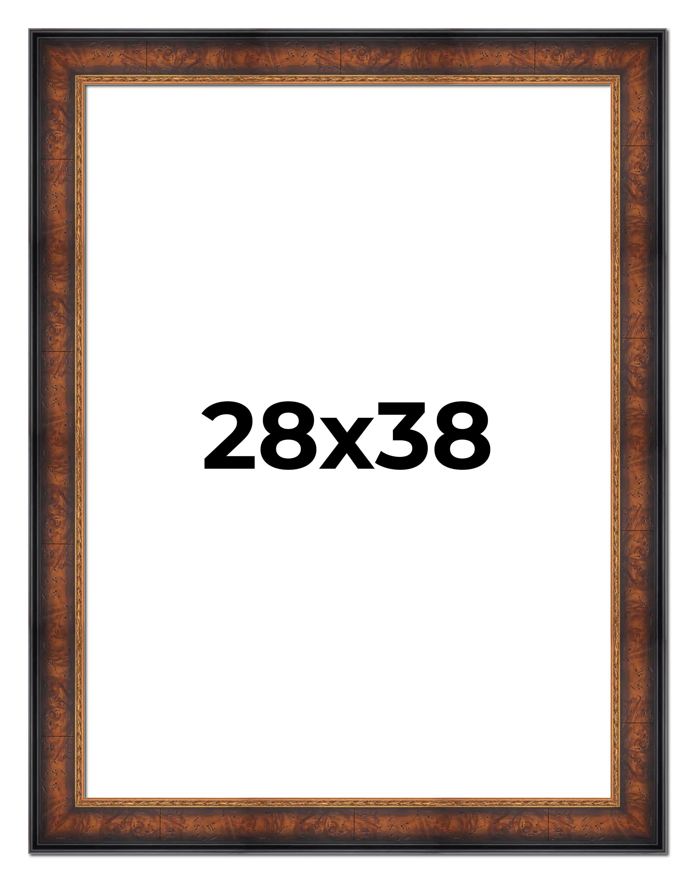 28x38 Frame Brown Walnut Gold Ornate Trim Solid Wood Plein Air Picture ...