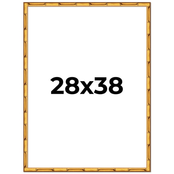 28x38 Frame Gold Bamboo Picture Frame - Complete Modern Photo Frame Includes UV Acrylic Shatter