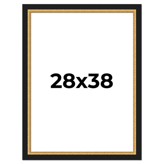 28x38 Frame Gold Real Wood Picture Frame Width 2.25 Inches | Interior Frame Depth 0.5 Inches |