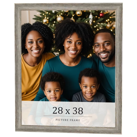 28x38 Frame Grey Solid Wood Picture Frame Width 1 Inches | Interior Frame Depth 0.5 Inches |