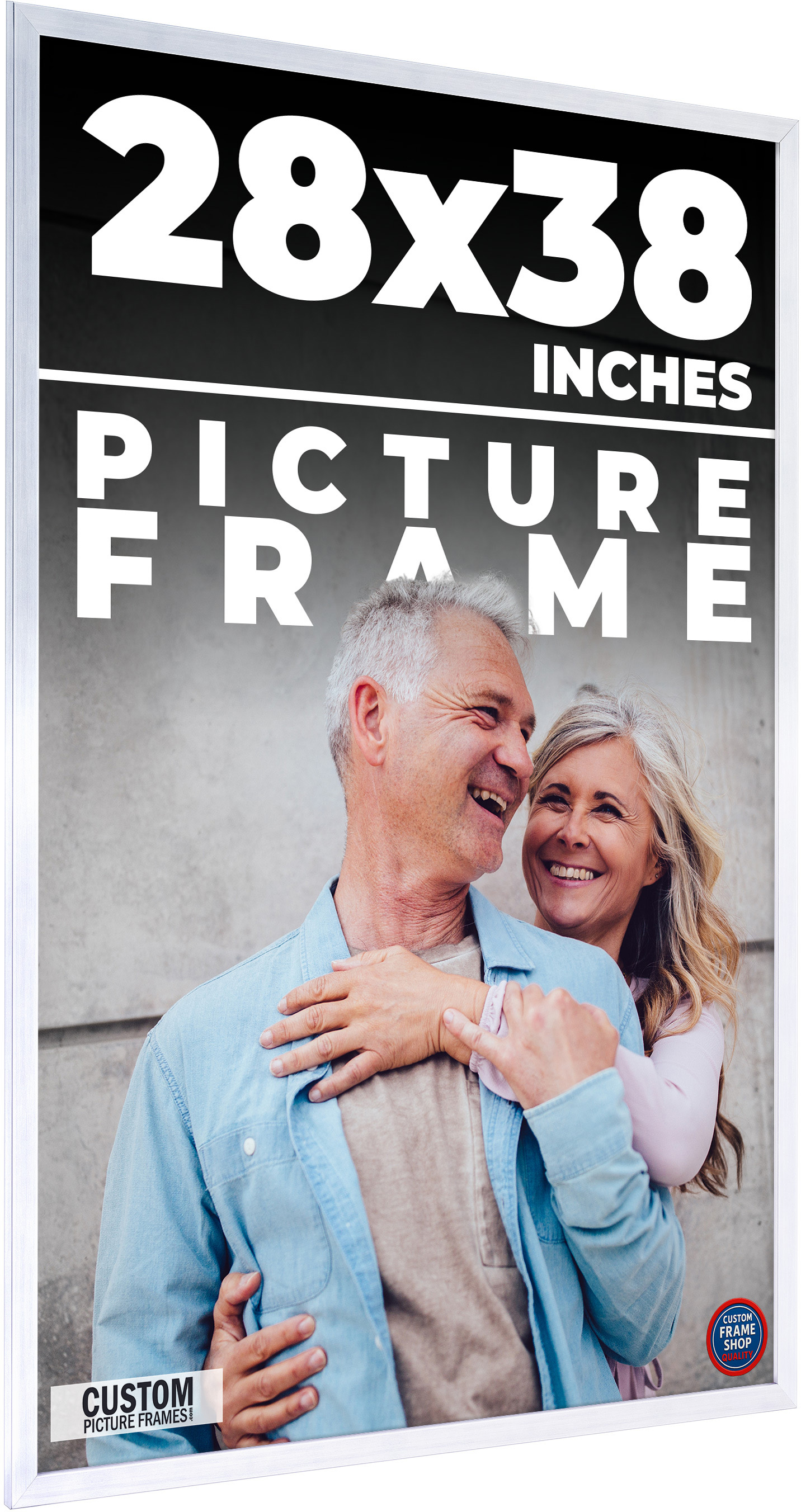 28x38 Frame Silver Stainless Steel Solid Wood Picture Frame | 0.75 Inch ...