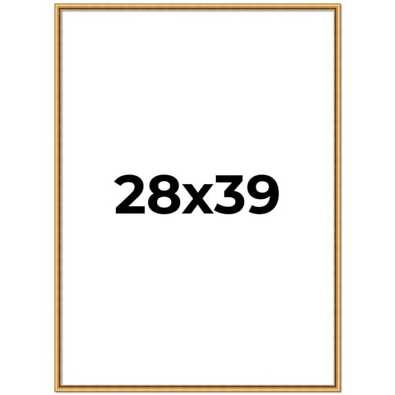 28x39 Frame Beaded Gold Solid Wood Picture Frame | 0.75 Inches Moulding Width | Liscio Oro