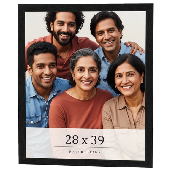 28x39 Frame Black Charcoal Grey Wood Textured Picture Frame | 0.75 Inch Moulding Width | Gunmetal