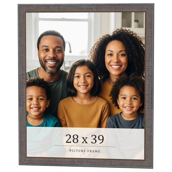 28x39 Frame Blue Kingsley Pewter Solid Wood Picture Frame Width 0.75 Inches |Interior Depth 0.5
