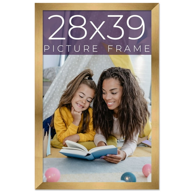 28x39 Frame Gold Bronze Solid Wood Picture Frame Width 0.75 Inches | Interior Frame Depth 0.5