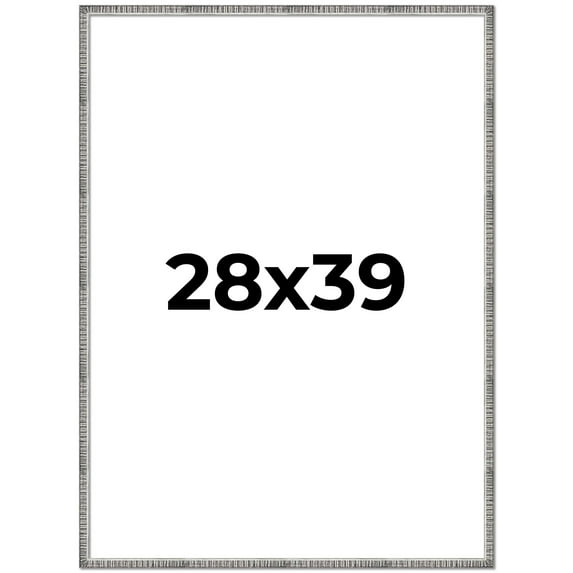 28x39 Frame Silver Grey Distressed Solid Wood Picture Frame | 0.75 Inch Moulding Width | Interior