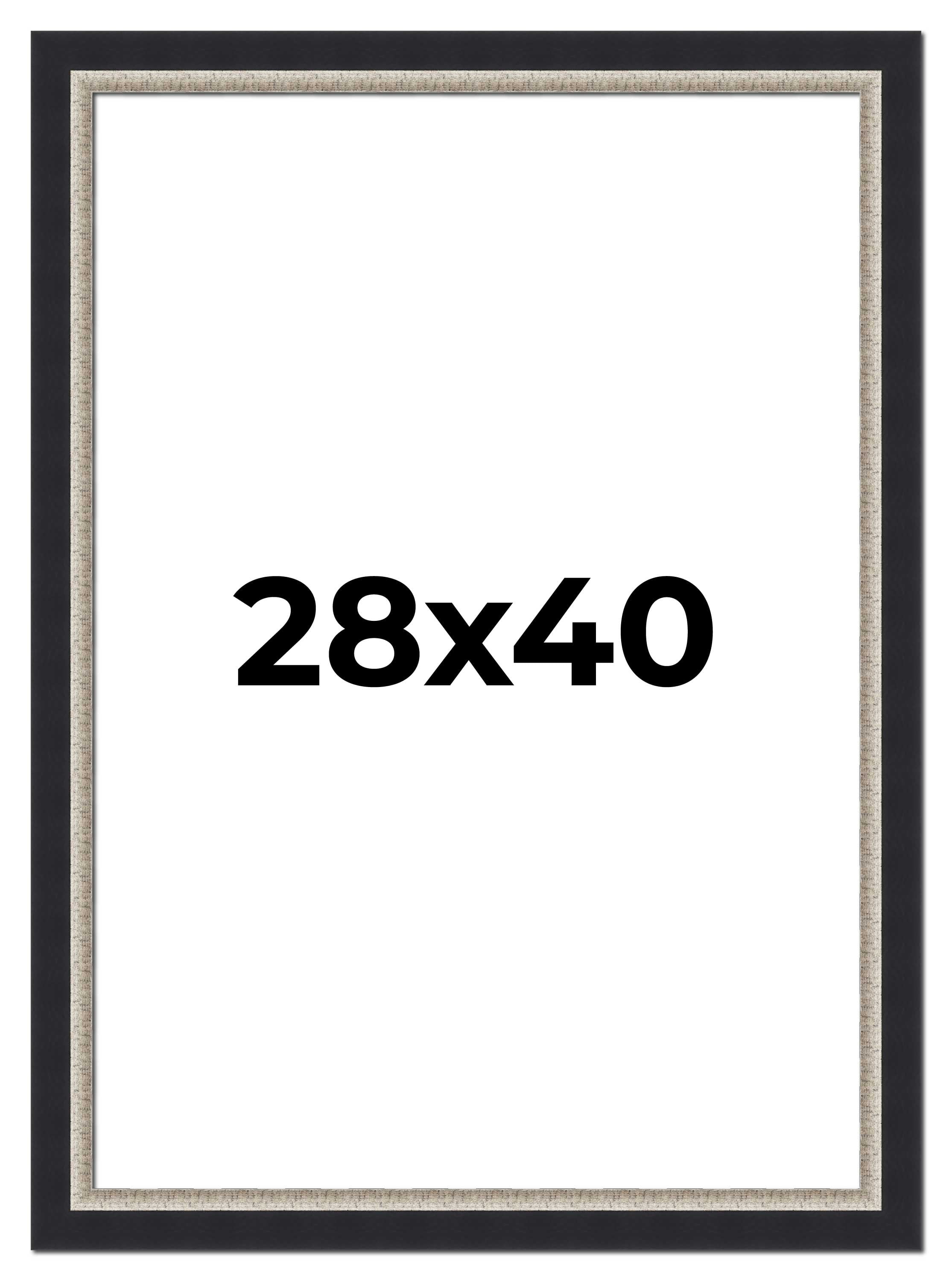 28x40 Frame Black Real Wood Picture Frame Width 2.25 Inches | Interior ...