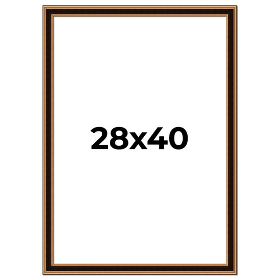 28x40 Frame Gold Brown Plein Air Vintage Solid Wood Picture Frame | 1.75 Inches Moulding Width |