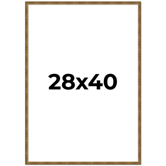 28x40 Frame Gold Kingsley Distressed Solid Wood Picture Frame Width 0.75 Inches | Interior Frame