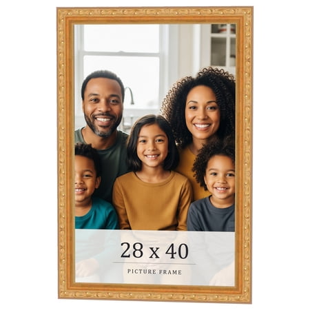 28x40 Frame Gold Solid Wood Picture Frame Width 1.125 Inches | Interior Frame Depth 0.375 Inches |