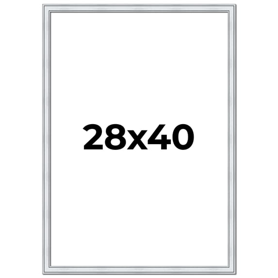28x40 Frame Sterling Silver Solid Wood Picture Frame | 1.25 Inch Moulding Width | 0.75 Inch