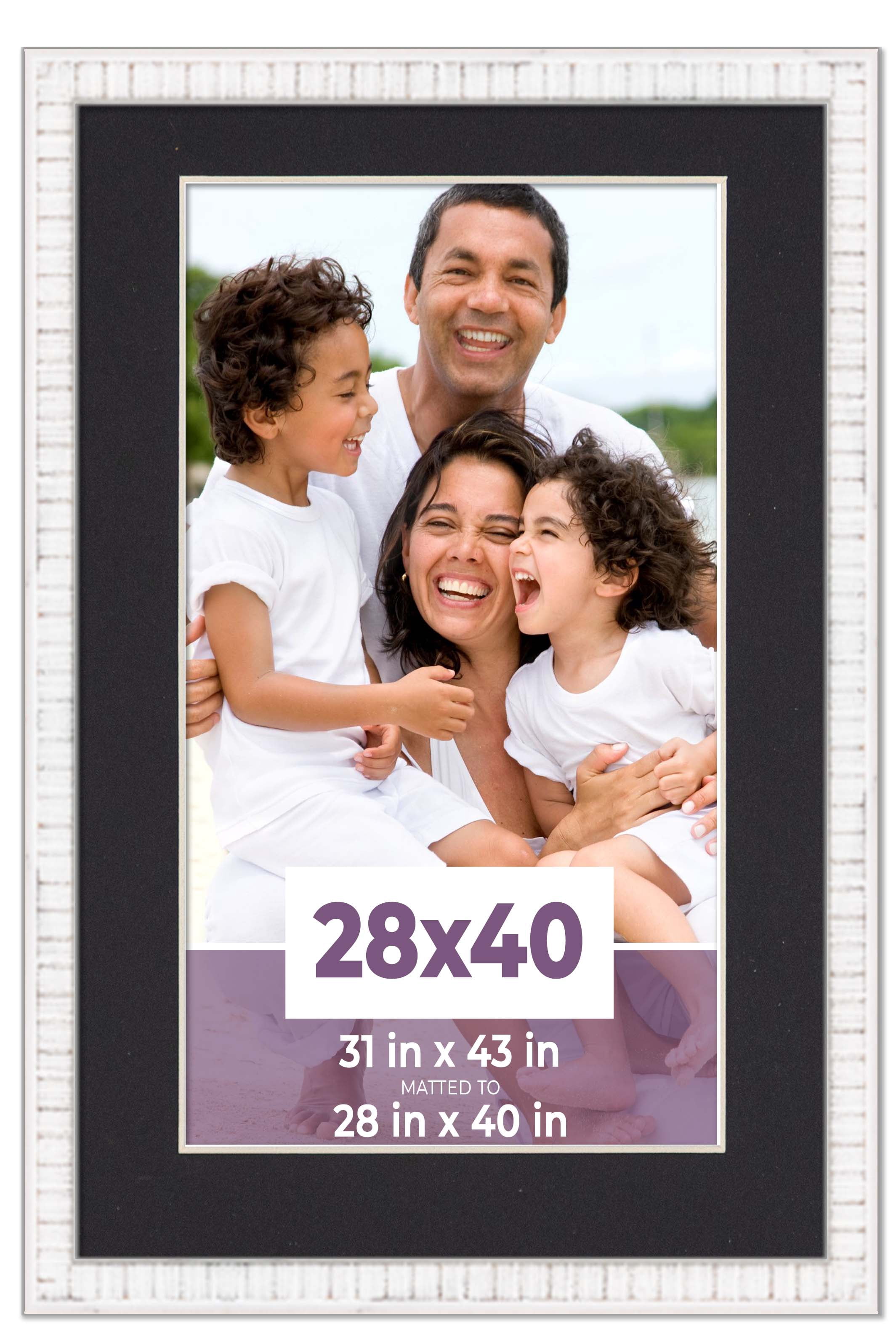 28x40 Frame White With Black Picture Mat For 28x40 Photo - White 31x43 ...