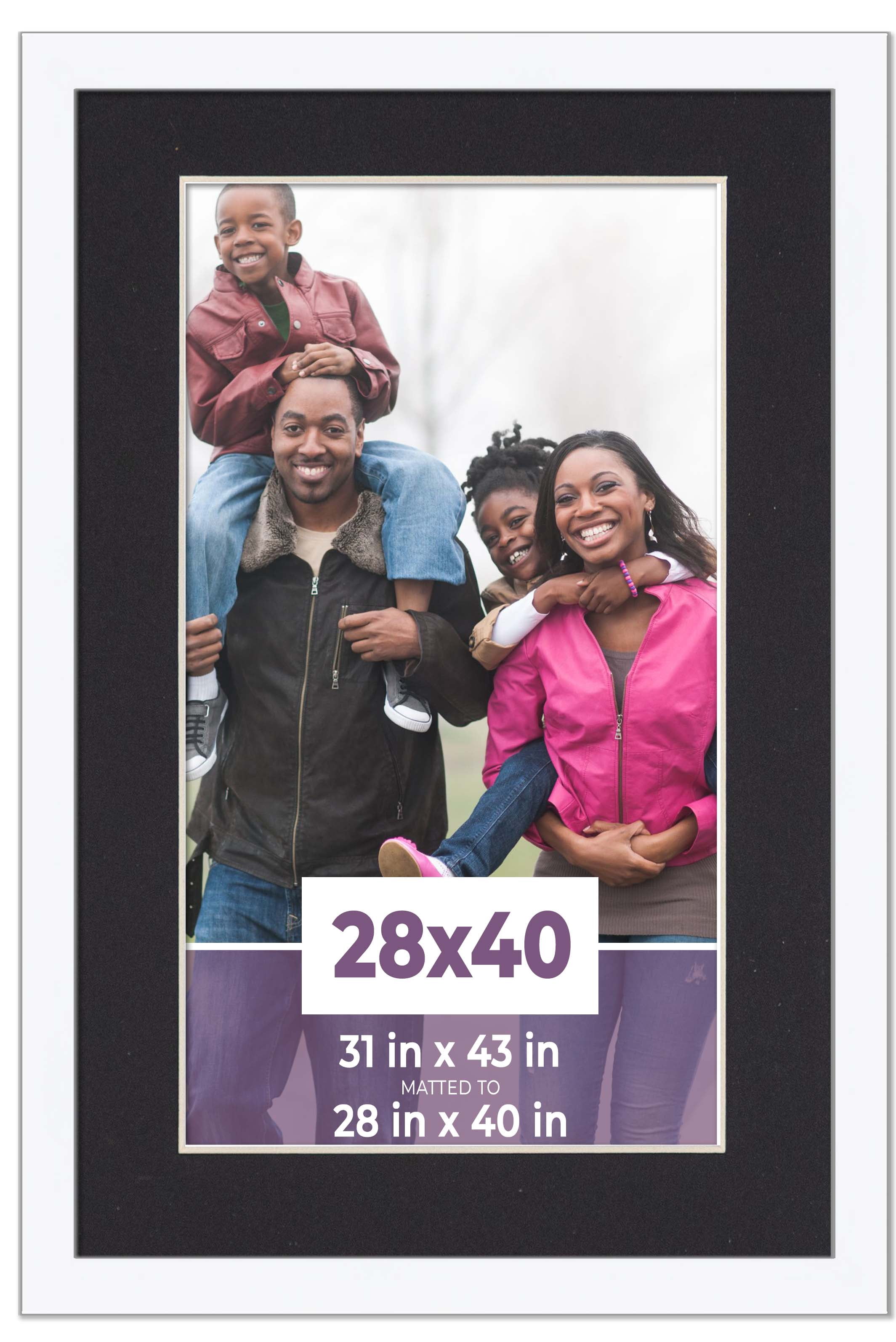 28x40 Frame White With Black Picture Mat For 28x40 Photo - White 31x43 ...