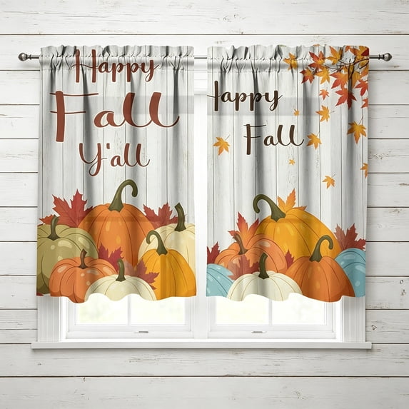 28x40 Inch 2D Printed Decorative Kitchen Cafe Curtains Pair, Washable Polyester Short Window Panels, Light Filtering for Kitchen Breakfast Nook Sink