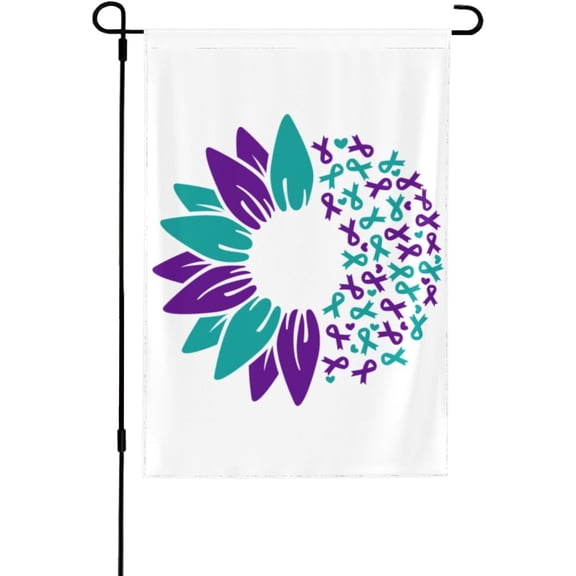 28x40 National Suicide Prevention Awareness Month Garden Flag Double Sided Suicide Prevention Awareness Yard Flag In September We Wear Teal Purple Ribbon House Flag No Flag Stand