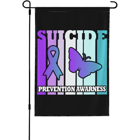 28x40 National Suicide Prevention Awareness Month Garden Flag Double Sided Suicide Prevention Awareness Yard Flag In September We Wear Teal Purple Ribbon House Flag No Flag Stand