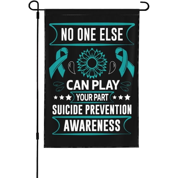 28x40 National Suicide Prevention Awareness Month Garden Flag Double Sided Suicide Prevention Awareness Yard Flag In September We Wear Teal Purple Ribbon House Flag No Flag Stand
