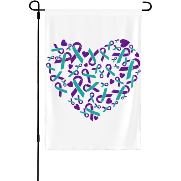 28x40 National Suicide Prevention Awareness Month Garden Flag Double Sided Suicide Prevention Awareness Yard Flag In September We Wear Teal Purple Ribbon House Flag No Flag Stand