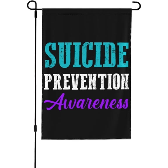 28x40 National Suicide Prevention Awareness Month Garden Flag Double Sided Suicide Prevention Awareness Yard Flag In September We Wear Teal Purple Ribbon House Flag No Flag Stand