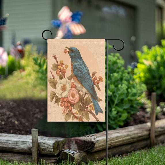 28x40 inch Double-Sided Garden Flags Banners Vibrant Outdoor Decor for House Patio Outdoor Bluebird on Elegant Branch