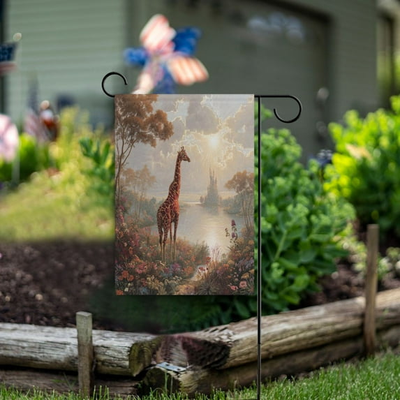 28x40 inch Double-Sided Garden Flags Banners Vibrant Outdoor Decor for House Patio Outdoor Oil Painting Of Giraffe
