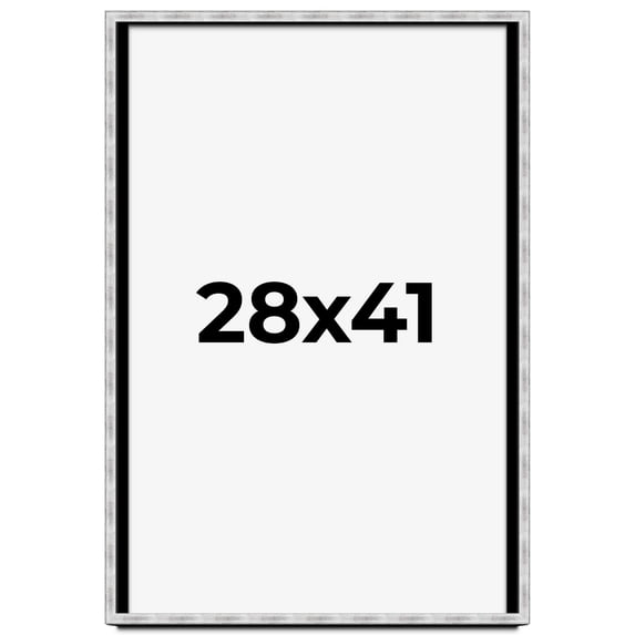 28x41 Frame Brushed Silver Solid Wood Picture Frame | 0.75 Inch Moulding Width | Rabbet Depth 0.75
