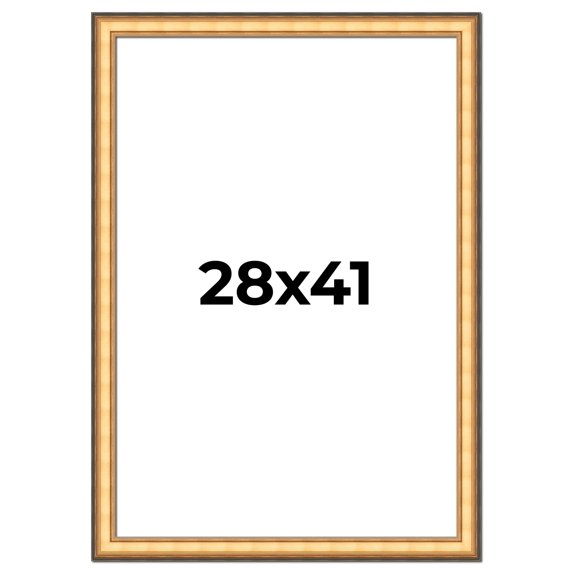 28x41 Frame Gold Plein Aire Solid Wood Picture Frame Width 2 Inches | Interior Frame Depth 0.5