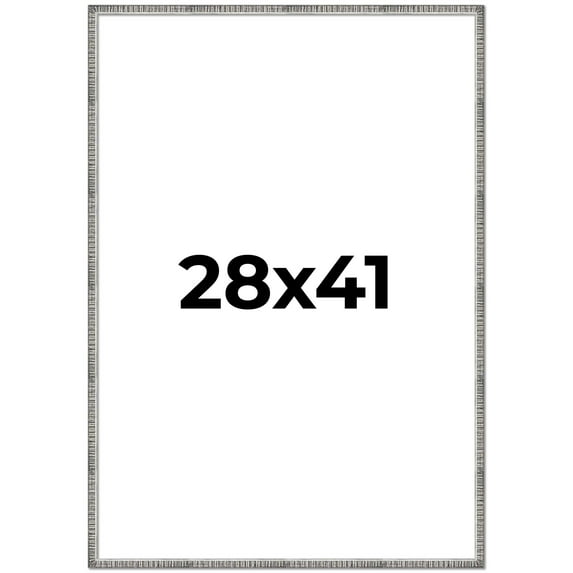 28x41 Frame Silver Grey Distressed Solid Wood Picture Frame | 0.75 Inch Moulding Width | Interior