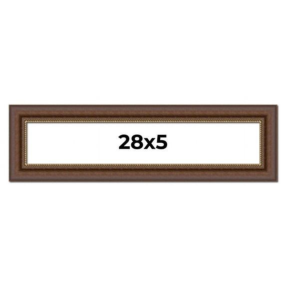 28x5 Copper and Brown Real Wood Picture Frame Width 2 inches | Interior Frame Depth 0.5 inches |