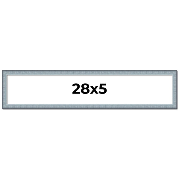 28x5 Frame Blue Scuffed Farm Board Solid Wood Picture Frame Width 0.75 Inches | Interior Depth 0.5