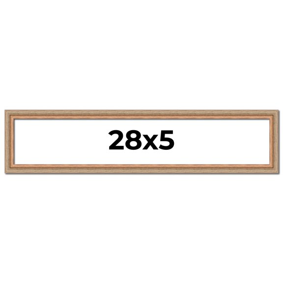 28x5 Frame Brown 60's Wooden Cabinet Solid Wood Picture Frame | 1 Inch Moulding Width | Complete