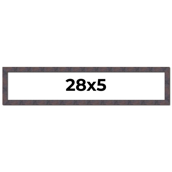 28x5 Frame Brown Rustic Lacquered Walnut Solid Wood Picture Frame Width | 0.875 Inch Moulding Width